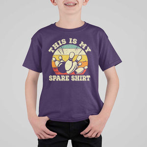 Funny Bowling T Shirt For Kid This Is My Spare Shirt Retro Ball Pins Strike Spilt TS11 Purple Print Your Wear