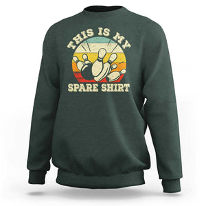 Funny Bowling Sweatshirt This Is My Spare Shirt Retro Ball Pins Strike Spilt TS11 Dark Forest Green Print Your Wear