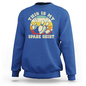 Funny Bowling Sweatshirt This Is My Spare Shirt Retro Ball Pins Strike Spilt TS11 Royal Blue Print Your Wear