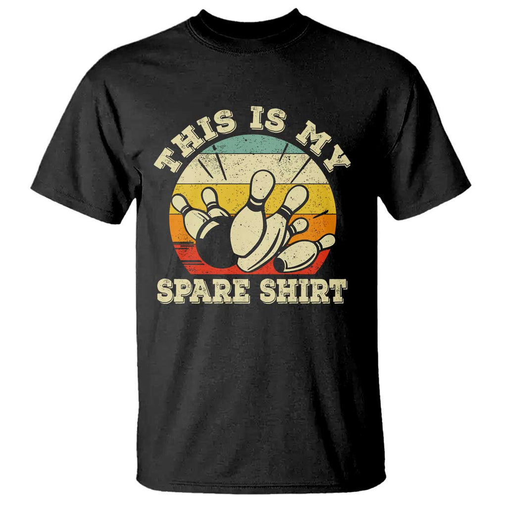 Funny Bowling T Shirt This Is My Spare Shirt Retro Ball Pins Strike Spilt TS11 Black Print Your Wear