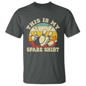 Funny Bowling T Shirt This Is My Spare Shirt Retro Ball Pins Strike Spilt TS11 Dark Heather Print Your Wear