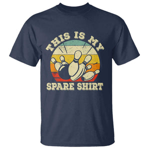 Funny Bowling T Shirt This Is My Spare Shirt Retro Ball Pins Strike Spilt TS11 Navy Print Your Wear