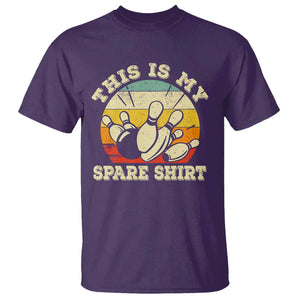 Funny Bowling T Shirt This Is My Spare Shirt Retro Ball Pins Strike Spilt TS11 Purple Print Your Wear