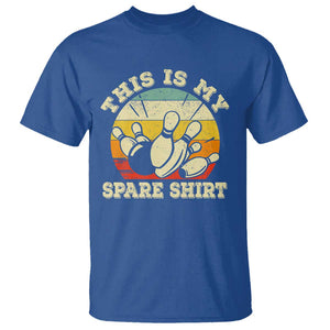 Funny Bowling T Shirt This Is My Spare Shirt Retro Ball Pins Strike Spilt TS11 Royal Blue Print Your Wear