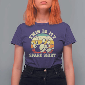 Funny Bowling T Shirt For Women This Is My Spare Shirt Retro Ball Pins Strike Spilt TS11 Purple Print Your Wear