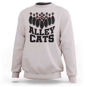 Funny Bowling Sweatshirt Alley Cats Bowler Player Pins Strike TS11 Ice Gray Print Your Wear