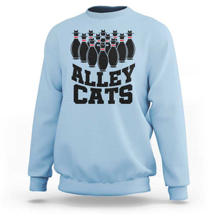 Funny Bowling Sweatshirt Alley Cats Bowler Player Pins Strike TS11 Light Blue Print Your Wear