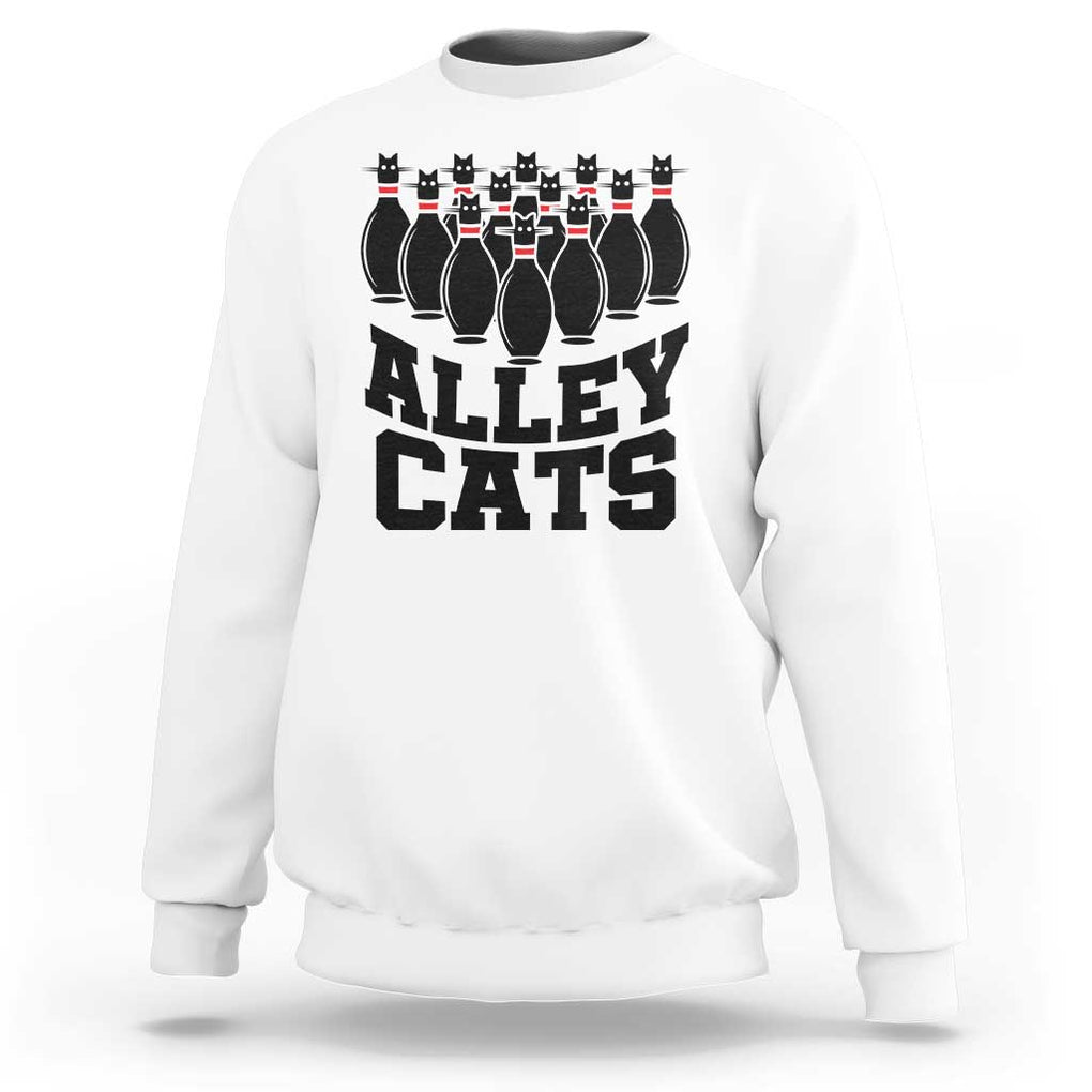 Funny Bowling Sweatshirt Alley Cats Bowler Player Pins Strike TS11 White Print Your Wear