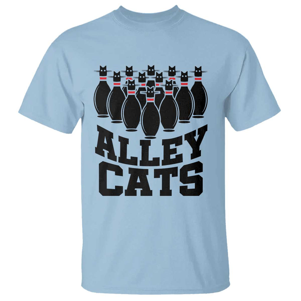 Funny Bowling T Shirt Alley Cats Bowler Player Pins Strike TS11 Light Blue Print Your Wear