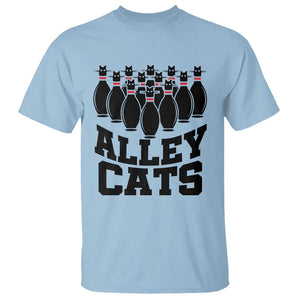 Funny Bowling T Shirt Alley Cats Bowler Player Pins Strike TS11 Light Blue Print Your Wear