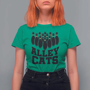 Funny Bowling T Shirt For Women Alley Cats Bowler Player Pins Strike TS11 Irish Green Print Your Wear