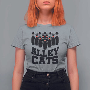 Funny Bowling T Shirt For Women Alley Cats Bowler Player Pins Strike TS11 Sport Gray Print Your Wear