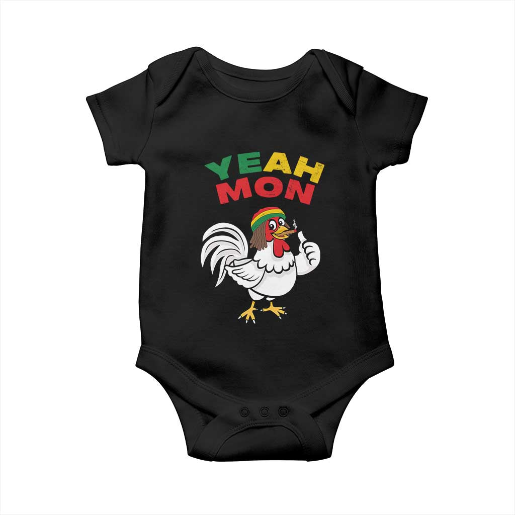 Jamaica Chicken Baby Onesie Yeah Mon Jamaican Rastacap TS11 Black Print Your Wear