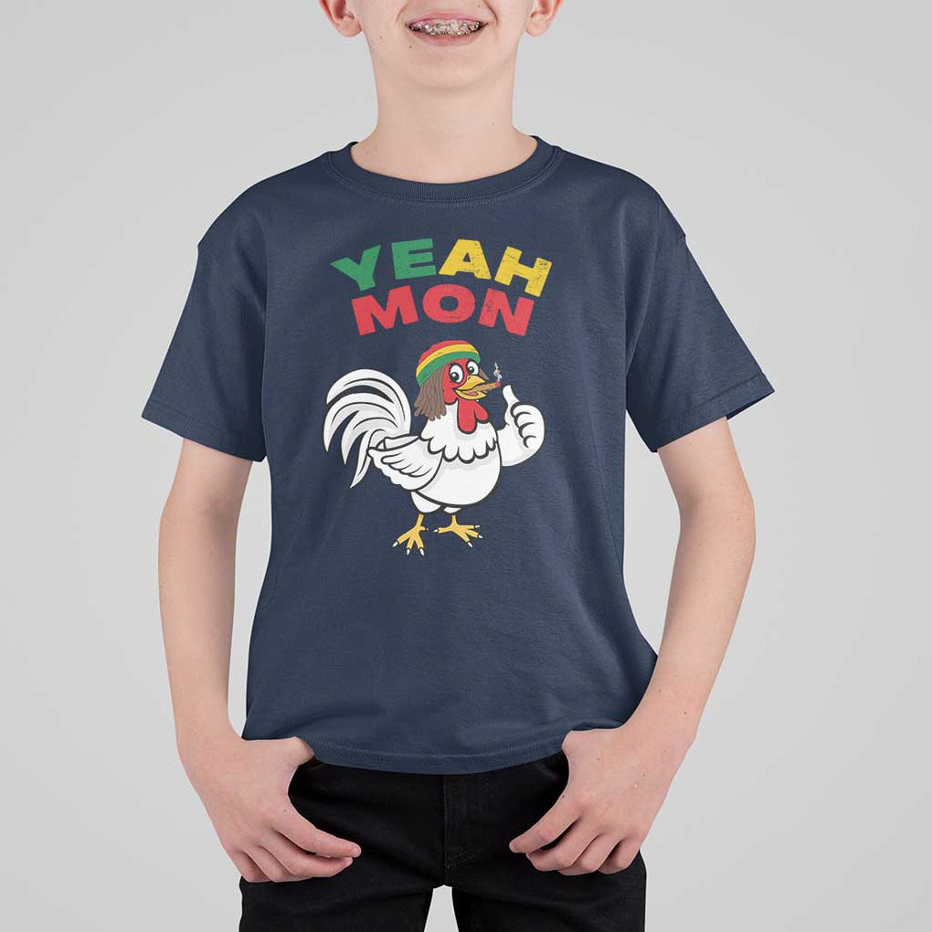 Jamaica Chicken T Shirt For Kid Yeah Mon Jamaican Rastacap TS11 Navy Print Your Wear