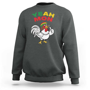 Jamaica Chicken Sweatshirt Yeah Mon Jamaican Rastacap TS11 Dark Heather Print Your Wear