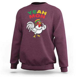 Jamaica Chicken Sweatshirt Yeah Mon Jamaican Rastacap TS11 Maroon Print Your Wear