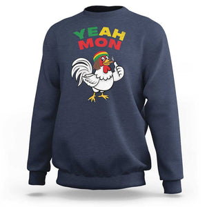 Jamaica Chicken Sweatshirt Yeah Mon Jamaican Rastacap TS11 Navy Print Your Wear