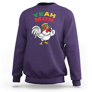 Jamaica Chicken Sweatshirt Yeah Mon Jamaican Rastacap TS11 Purple Print Your Wear