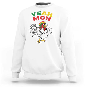 Jamaica Chicken Sweatshirt Yeah Mon Jamaican Rastacap TS11 White Print Your Wear