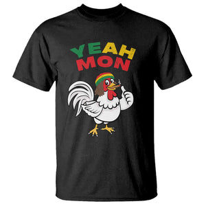 Jamaica Chicken T Shirt Yeah Mon Jamaican Rastacap TS11 Black Print Your Wear