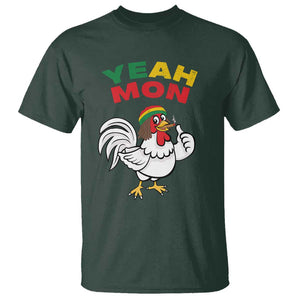 Jamaica Chicken T Shirt Yeah Mon Jamaican Rastacap TS11 Dark Forest Green Print Your Wear