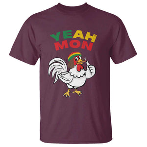 Jamaica Chicken T Shirt Yeah Mon Jamaican Rastacap TS11 Maroon Print Your Wear