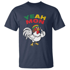 Jamaica Chicken T Shirt Yeah Mon Jamaican Rastacap TS11 Navy Print Your Wear