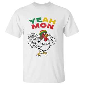 Jamaica Chicken T Shirt Yeah Mon Jamaican Rastacap TS11 White Print Your Wear