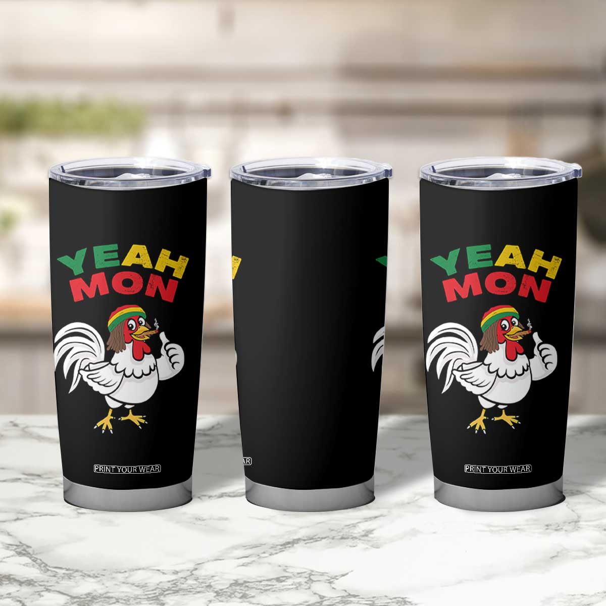 Jamaica Chicken Tumbler Cup Yeah Mon Jamaican Rastacap TS11 Print Your Wear