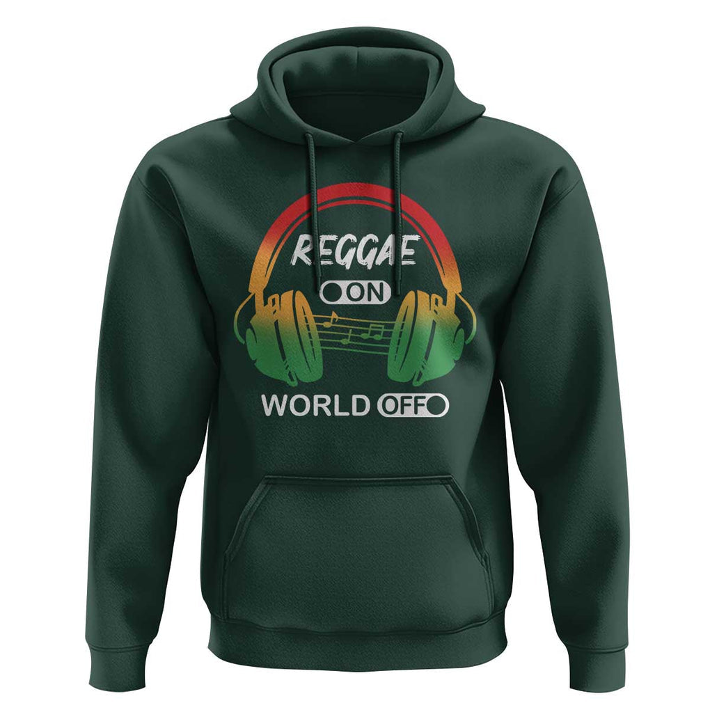 Reggae On World Off Hoodie Reggae King Music Rastafarian TS11 Dark Forest Green Print Your Wear
