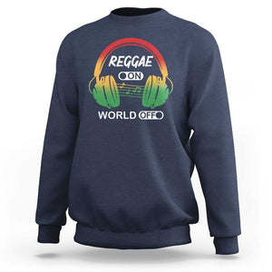 Reggae On World Off Sweatshirt Reggae King Music Rastafarian TS11 Navy Print Your Wear