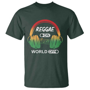 Reggae On World Off T Shirt Reggae King Music Rastafarian TS11 Dark Forest Green Print Your Wear