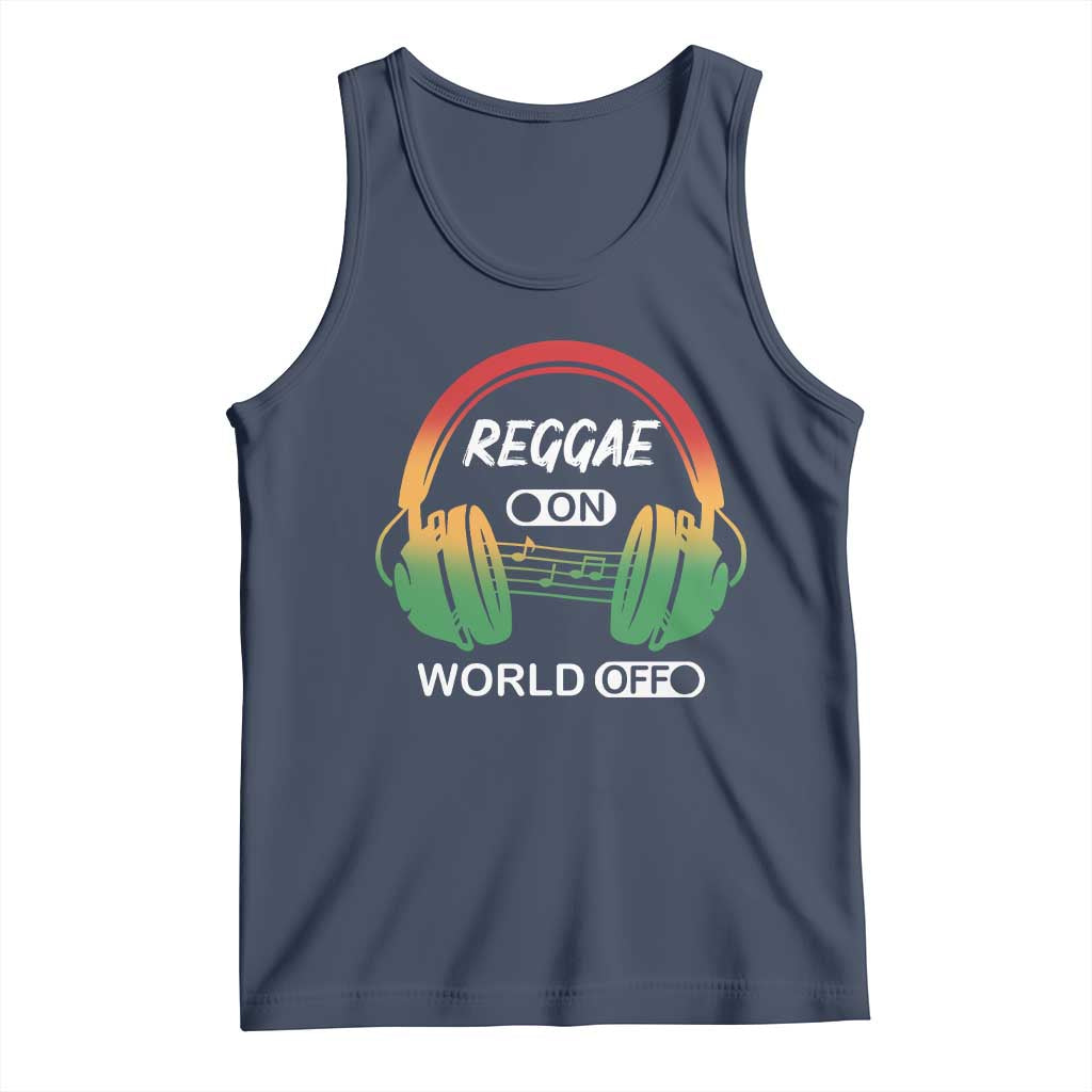 Reggae On World Off Tank Top Reggae King Music Rastafarian TS11 Navy Print Your Wear