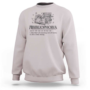 Funny Reading Sweatshirt Abibliophobia Bookworm Reader Butterfly Flower TS11 Ice Gray Print Your Wear