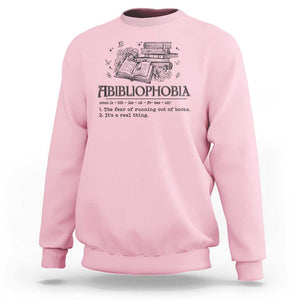 Funny Reading Sweatshirt Abibliophobia Bookworm Reader Butterfly Flower TS11 Light Pink Print Your Wear