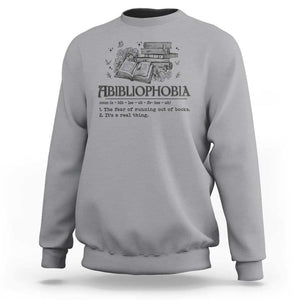 Funny Reading Sweatshirt Abibliophobia Bookworm Reader Butterfly Flower TS11 Sport Gray Print Your Wear