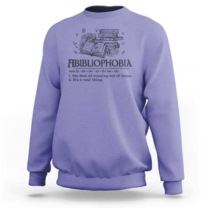 Funny Reading Sweatshirt Abibliophobia Bookworm Reader Butterfly Flower TS11 Violet Print Your Wear