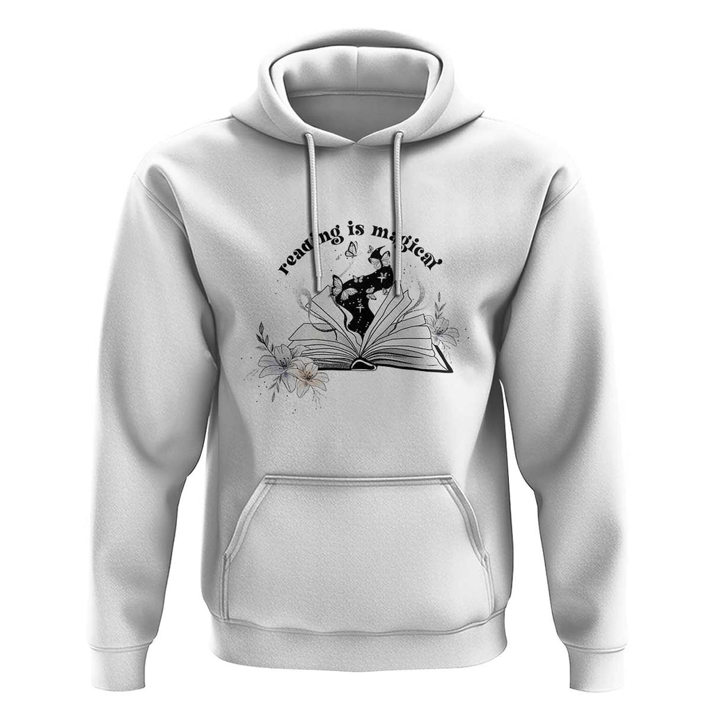 Funny Book Lover Hoodie Reading Is Magical Black Magic TS11 White Print Your Wear