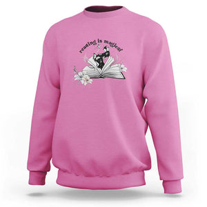 Funny Book Lover Sweatshirt Reading Is Magical Black Magic TS11 Azalea Print Your Wear