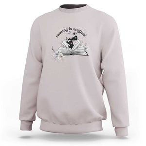 Funny Book Lover Sweatshirt Reading Is Magical Black Magic TS11 Ice Gray Print Your Wear