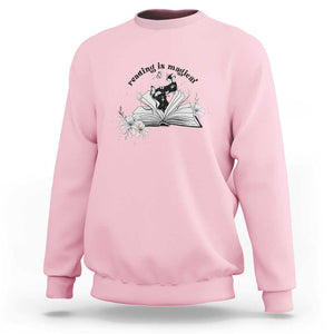 Funny Book Lover Sweatshirt Reading Is Magical Black Magic TS11 Light Pink Print Your Wear