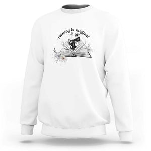 Funny Book Lover Sweatshirt Reading Is Magical Black Magic TS11 White Print Your Wear