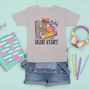 Back To School T Shirt For Kid H Is For Head Start Pencil Apple Flower TS11 Ice Gray Print Your Wear