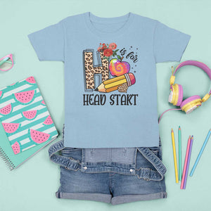 Back To School T Shirt For Kid H Is For Head Start Pencil Apple Flower TS11 Light Blue Print Your Wear