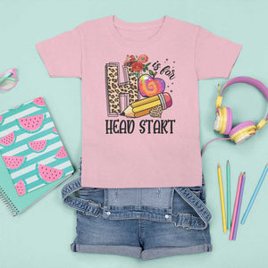 Back To School T Shirt For Kid H Is For Head Start Pencil Apple Flower TS11 Light Pink Print Your Wear