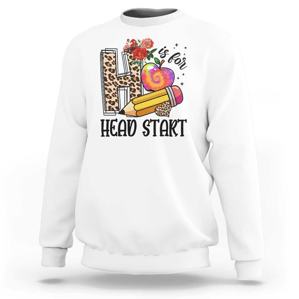 Back To School Sweatshirt H Is For Head Start Pencil Apple Flower TS11 White Print Your Wear