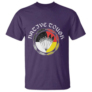 Native Tough T Shirt Indian American Medicine Wheel Feathers TS11 Purple Print Your Wear