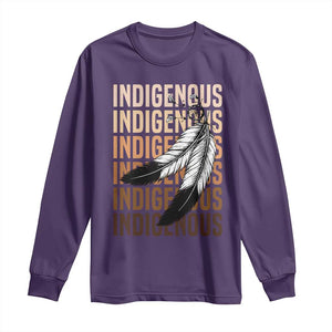 Indigenous Pride Long Sleeve Shirt Native American Heritage Feathers Dreamcatcher TS11 Purple Print Your Wear