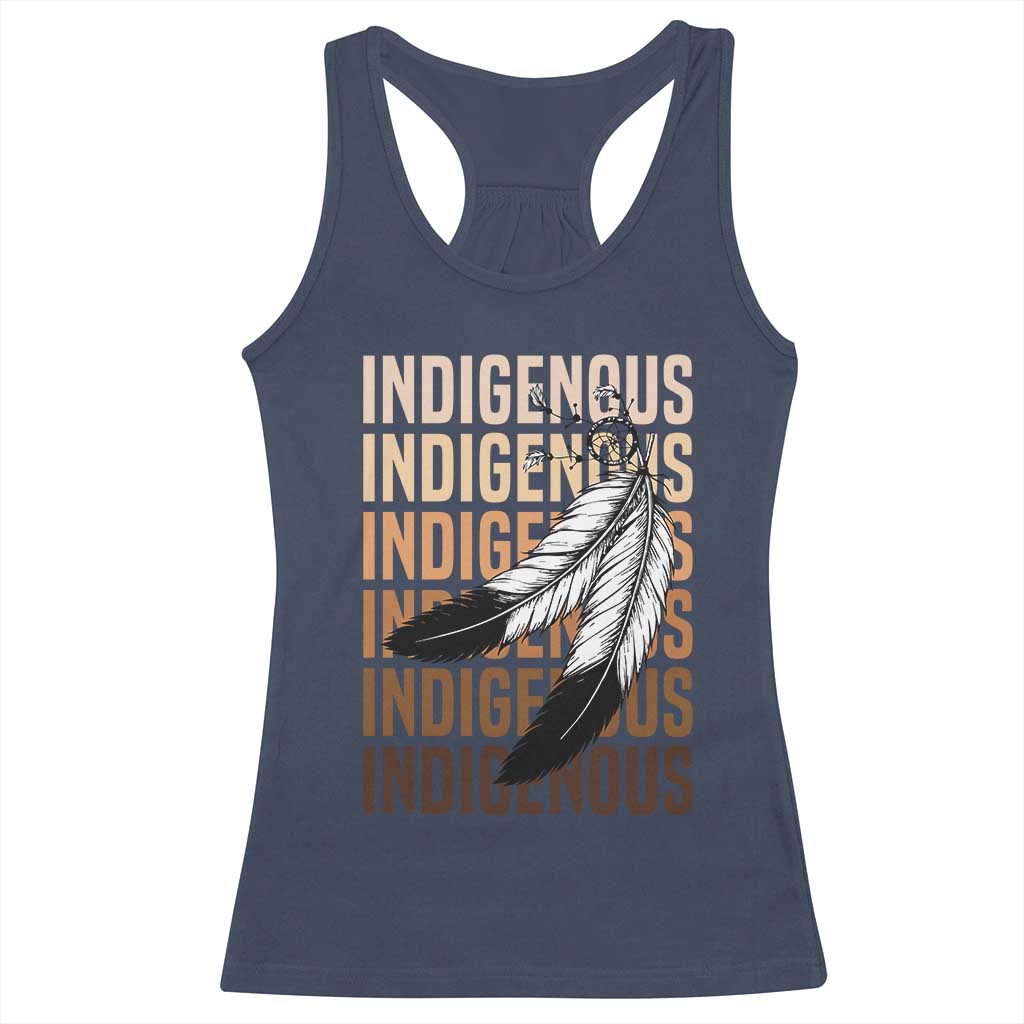 Indigenous Pride Racerback Tank Top Native American Heritage Feathers Dreamcatcher TS11 Navy Print Your Wear