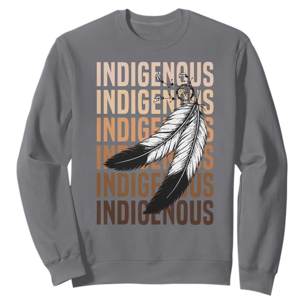 Indigenous Pride Sweatshirt Native American Heritage Feathers Dreamcatcher TS11 Charcoal Print Your Wear